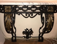 Wonderful French Wrought Iron Gilt Louis XV Marble-Top Baroque Console Table
