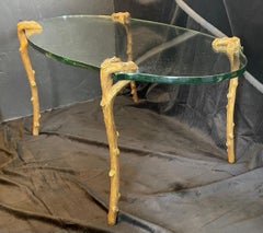 Wonderful Gilt Bronze Bagues Oval Glass Coffee Cocktail Table Branch Guerin