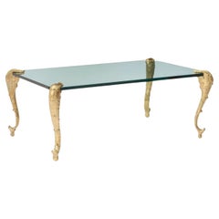 Wunderschöner vergoldeter Bronzetisch mit rechteckigem Glas-Couchtisch P.E. Guerin