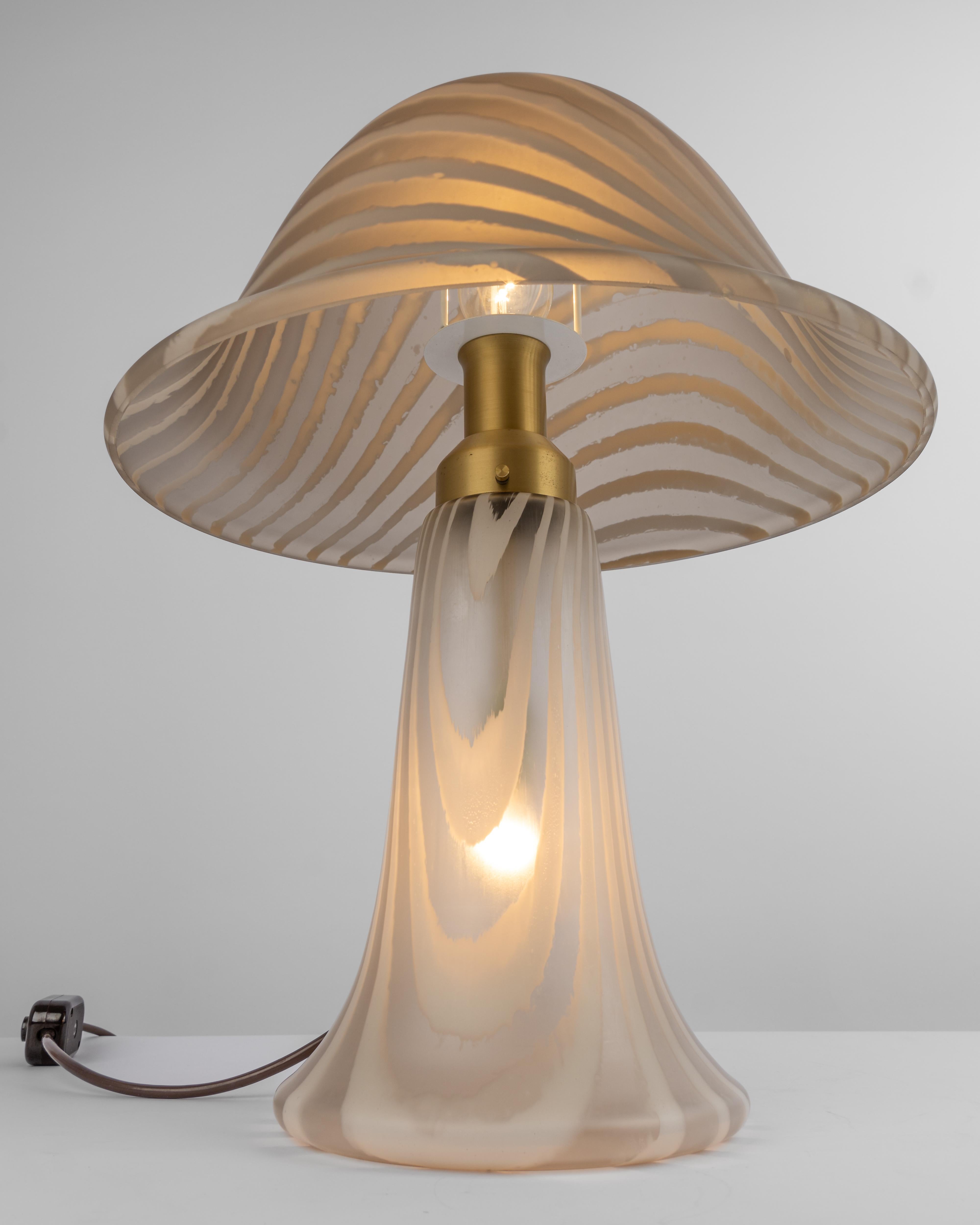 Wonderful Glass Mushroom Table Lamp by Peill & Putzler, Germany, 1970s For Sale 3