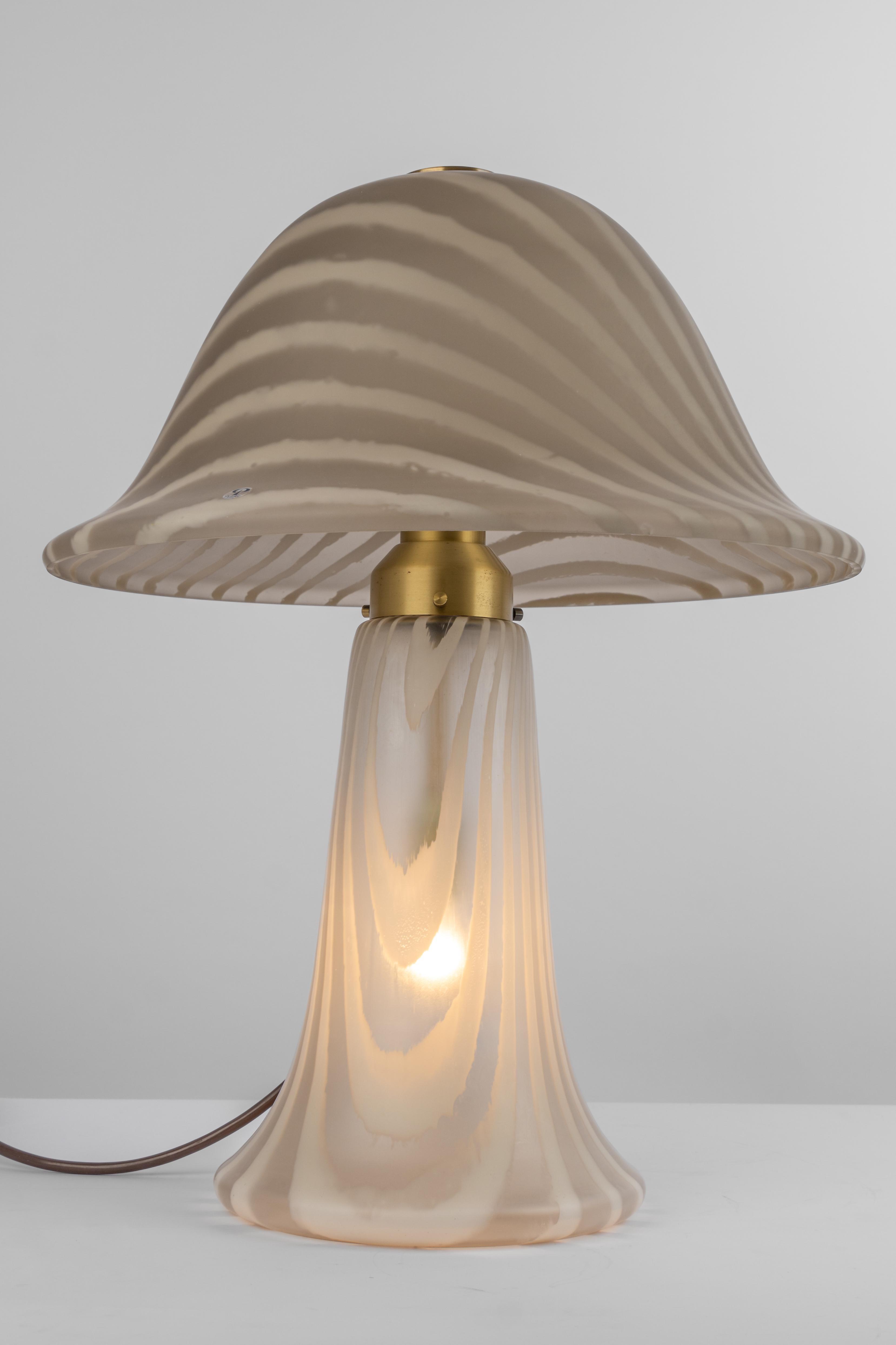 Wonderful Glass Mushroom Table Lamp by Peill & Putzler, Germany, 1970s For Sale 5