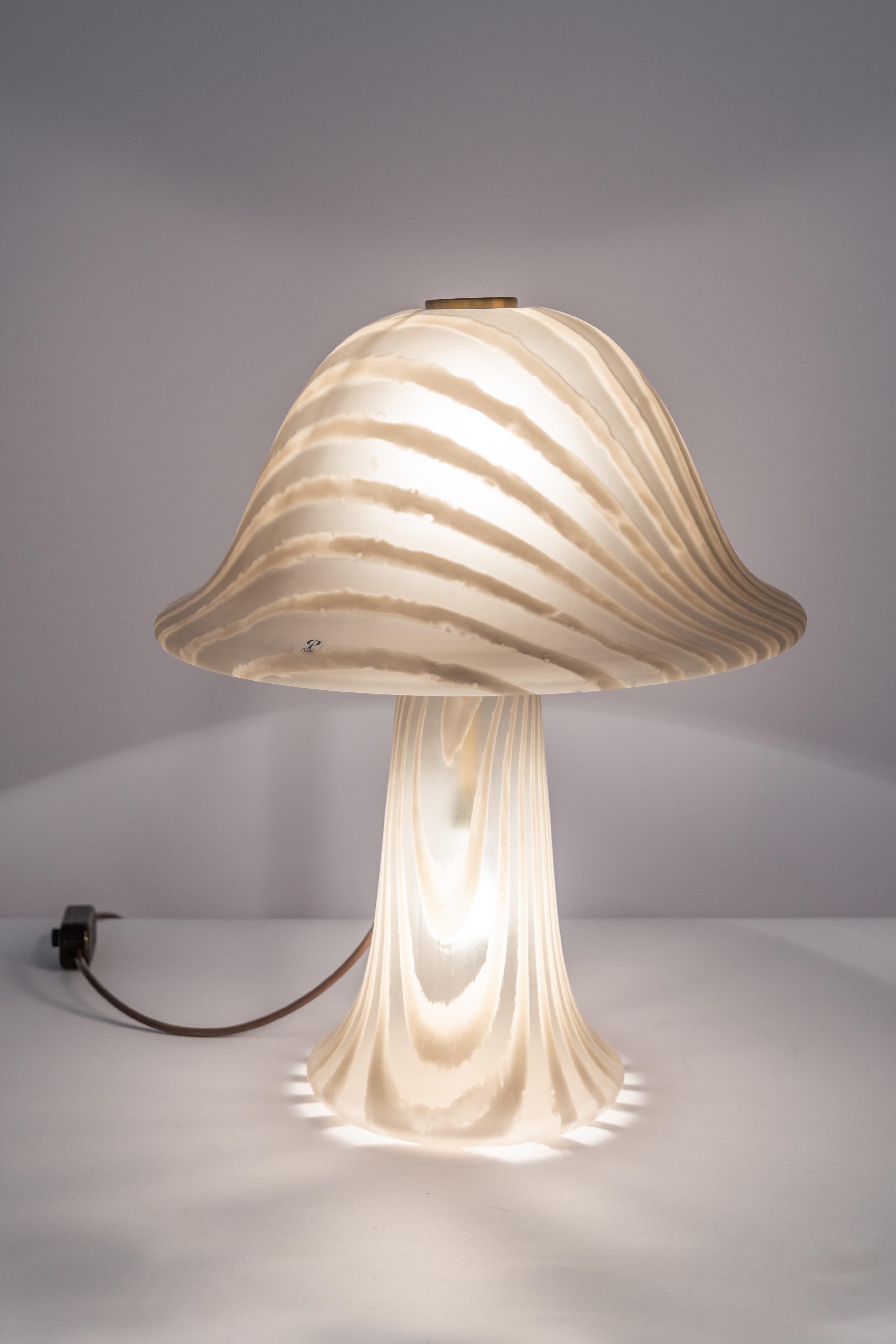 Wonderful Glass Mushroom Table Lamp by Peill & Putzler, Germany, 1970s For Sale 7