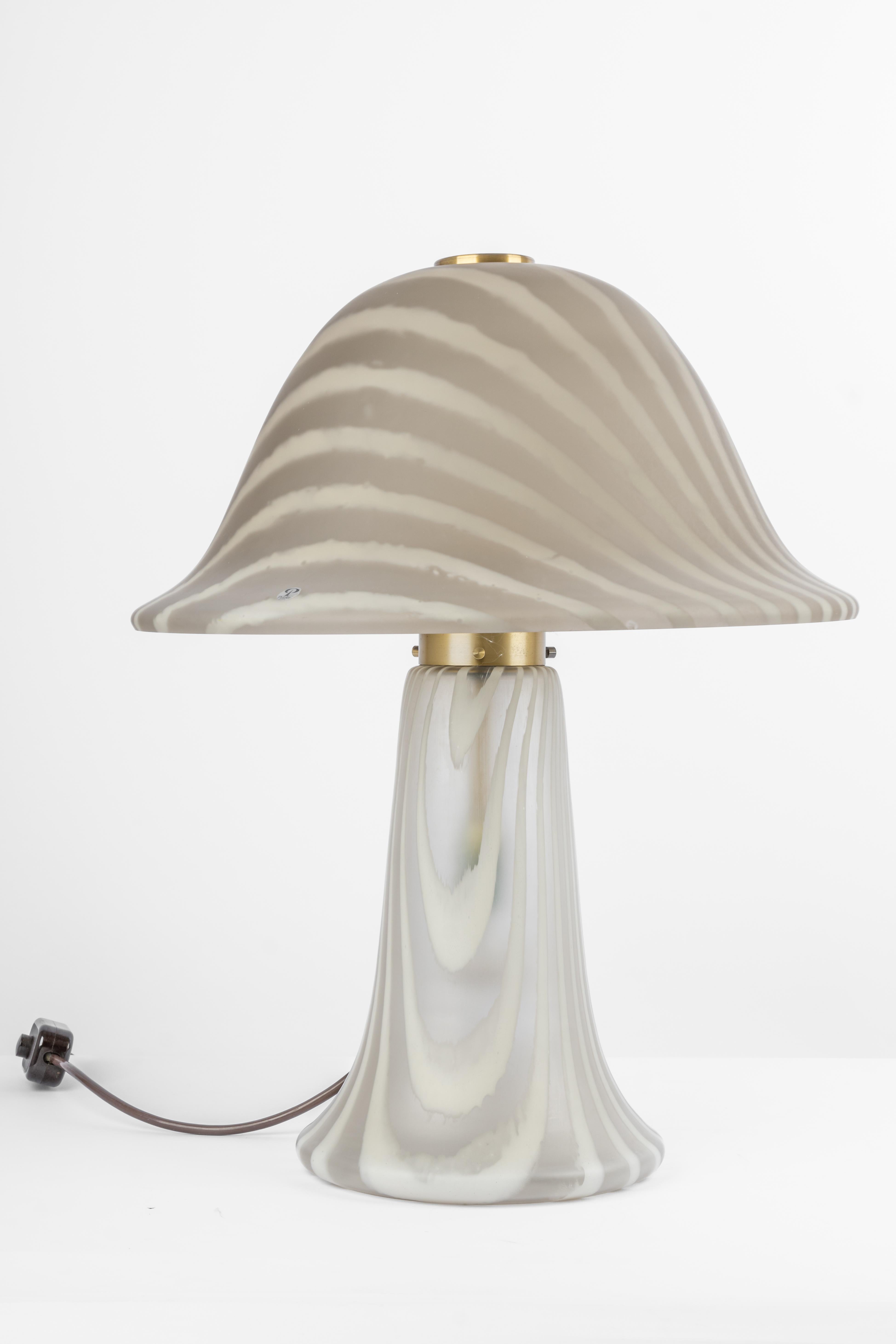 Wonderful Glass Mushroom Table Lamp by Peill & Putzler, Germany, 1970s For Sale 8