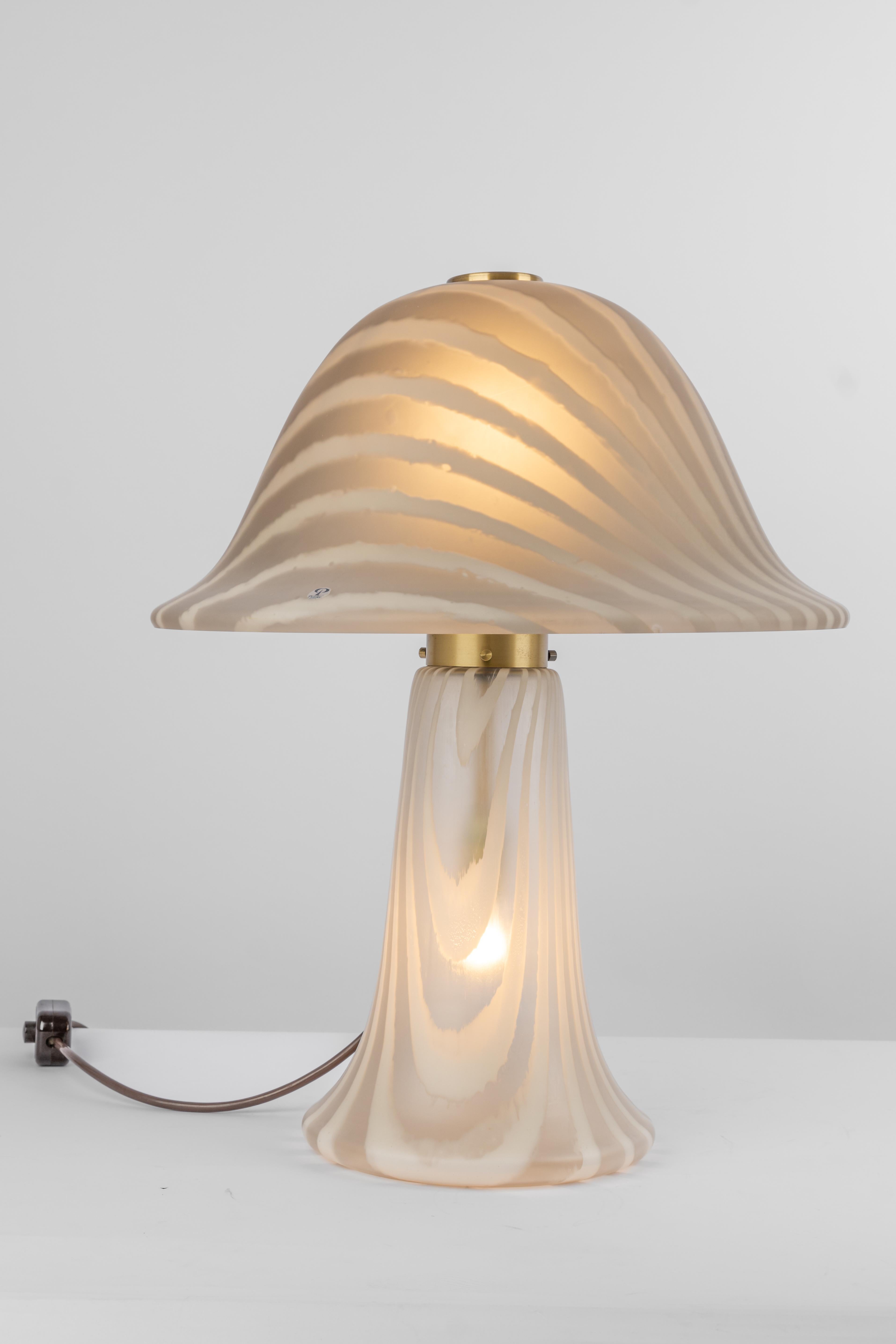 Wonderful Glass Mushroom Table Lamp by Peill & Putzler, Germany, 1970s For Sale 2