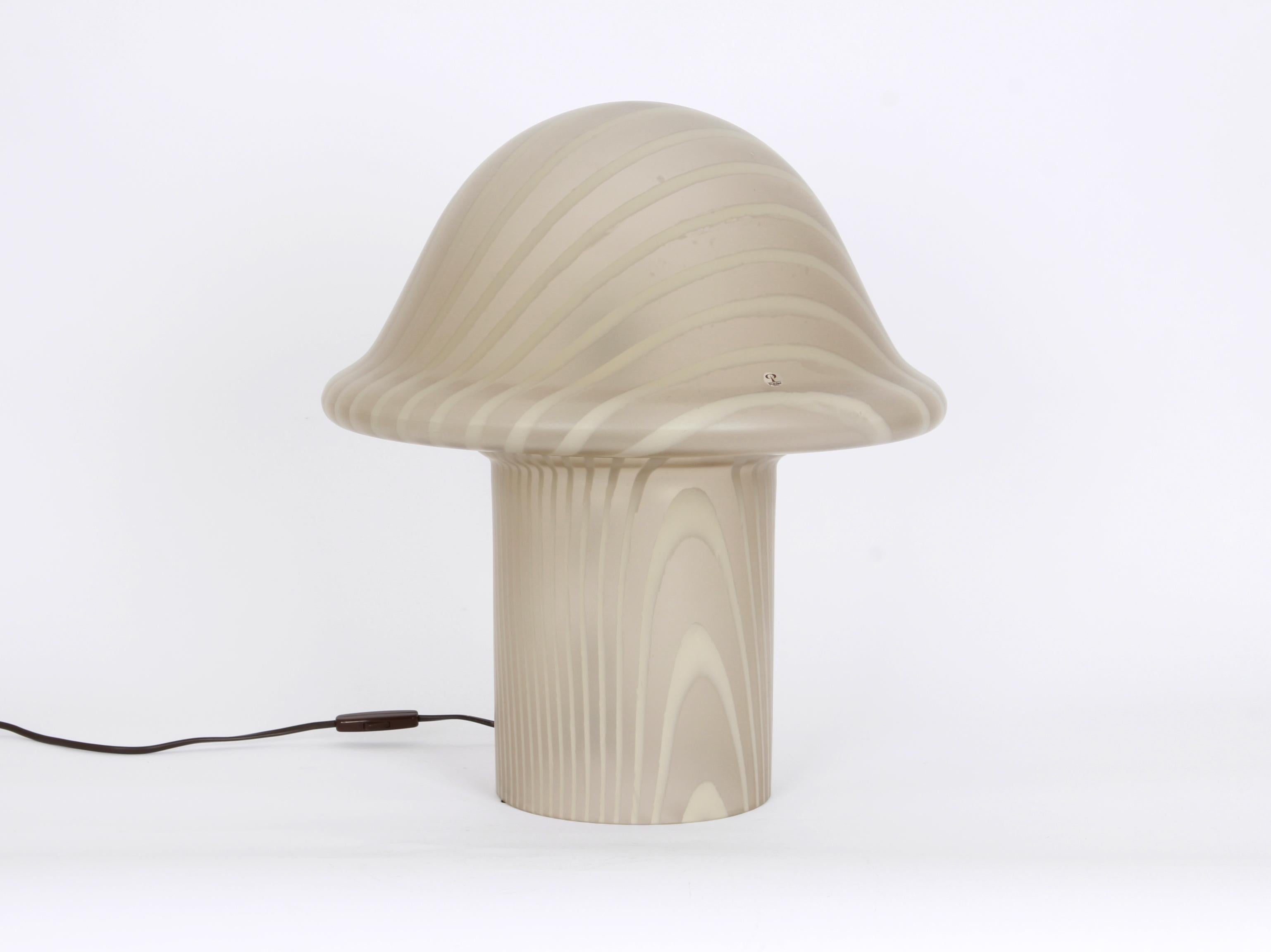 Late 20th Century 1 of 2 Wonderful Glass Mushroom Table Lamps by Peill & Putzler, Germany, 1970s