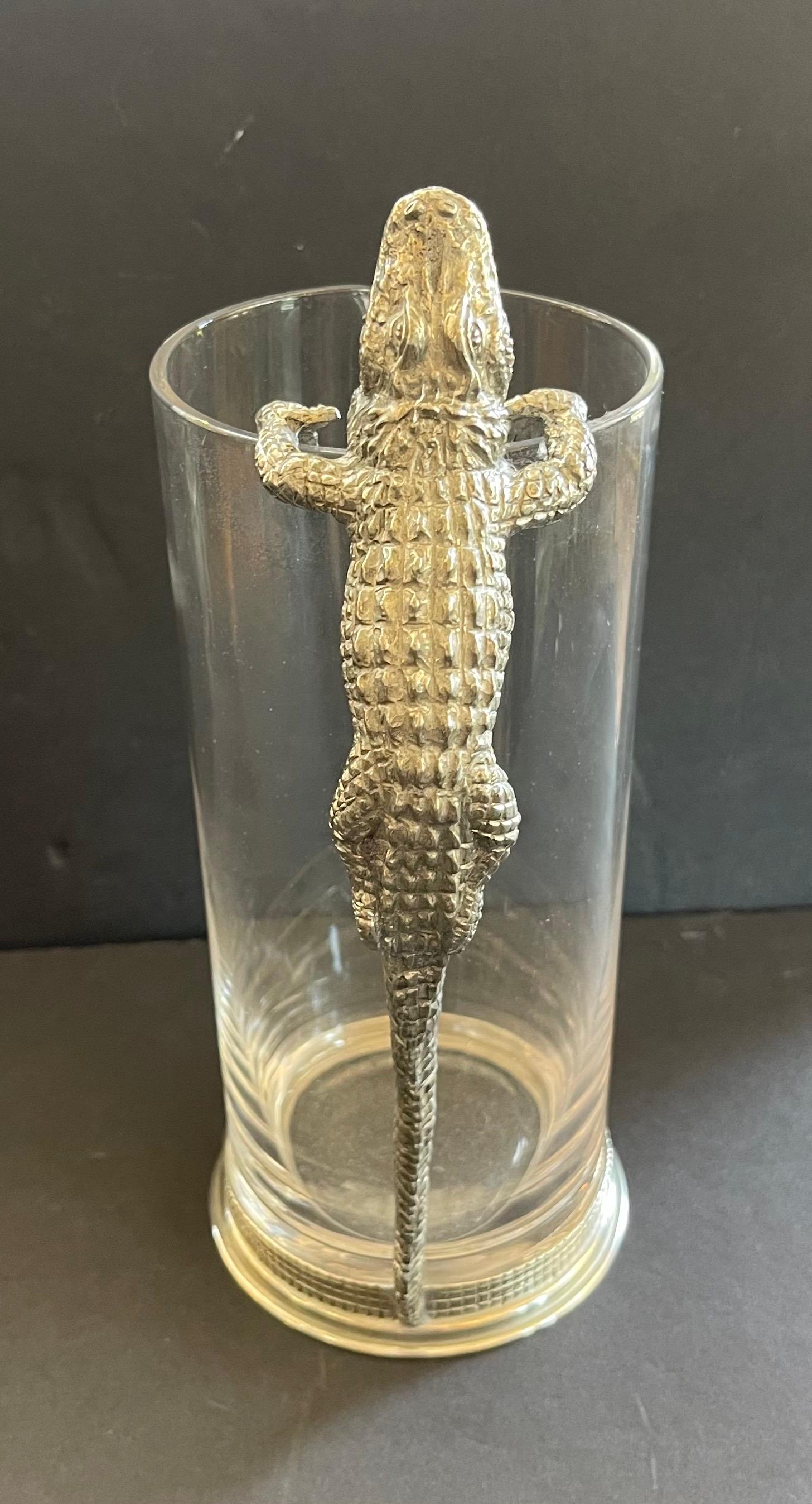 Wunderbare Glas Zinn Alligator Krokodil Karaffe Dekanter Wasserkrug (20. Jahrhundert) im Angebot