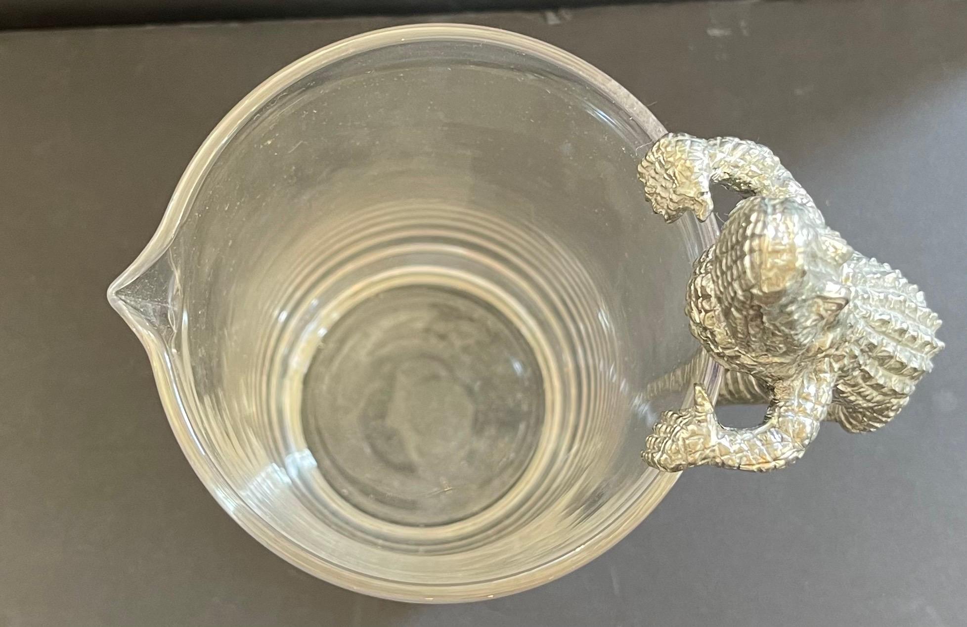 Wunderbare Glas Zinn Alligator Krokodil Karaffe Dekanter Wasserkrug (Versilberung) im Angebot