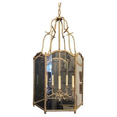 Wonderful Gold Gilt Branch Twig Form Dennis Leen Large Lantern Pendent Fixture
