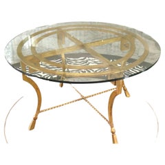 Wonderful Gold Gilt Iron Glass Top Maison Jansen Center Dining Table