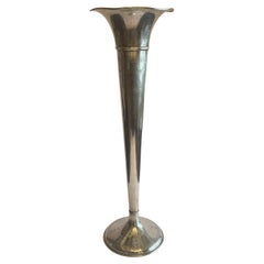 Wonderful Gorham Sterling Silver Large Etched Impressive Ruffle Trumpet Vase