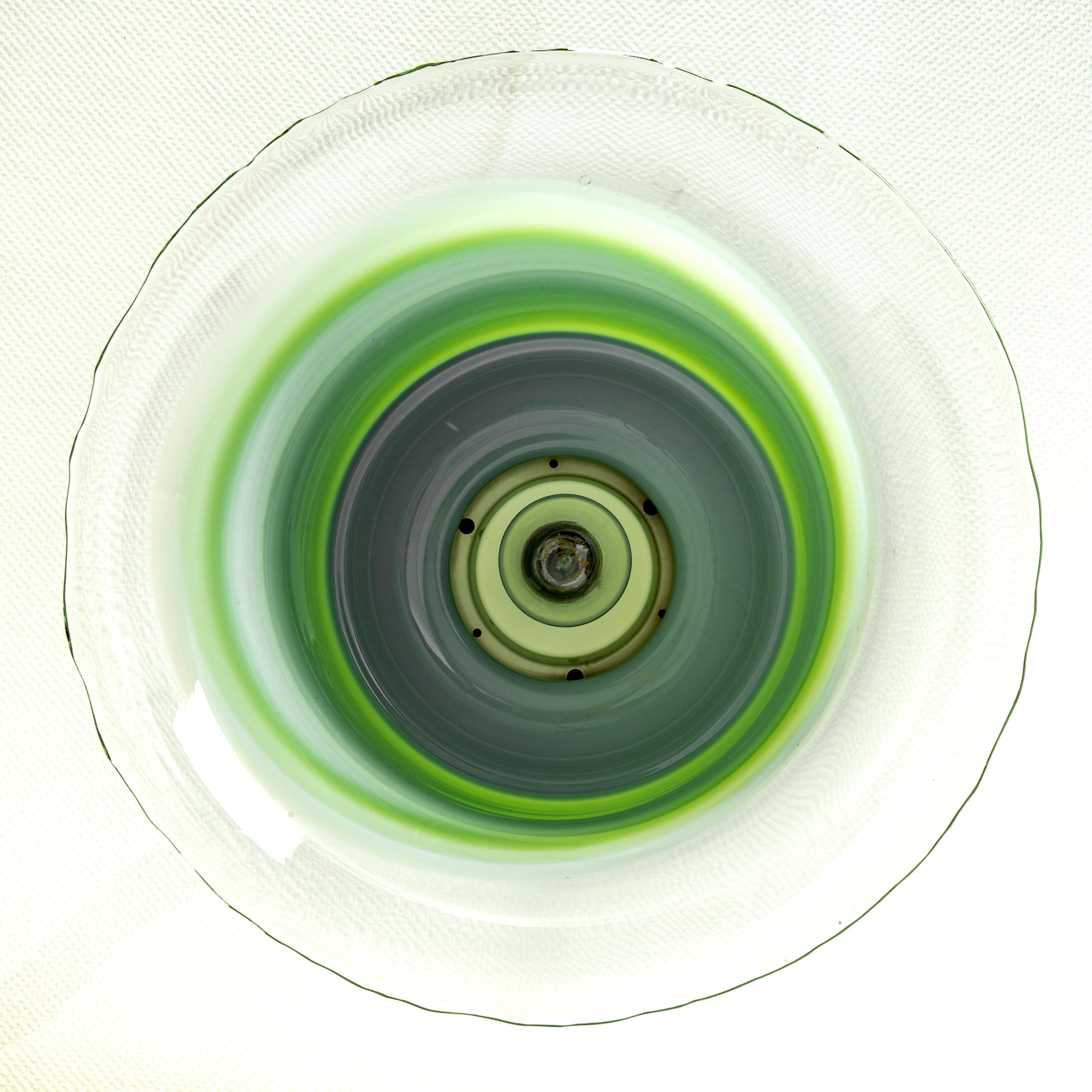 Mid-Century Modern Wonderful Green Opal Glass Pendant Light, Peill & Putzler, Germany, 1970s