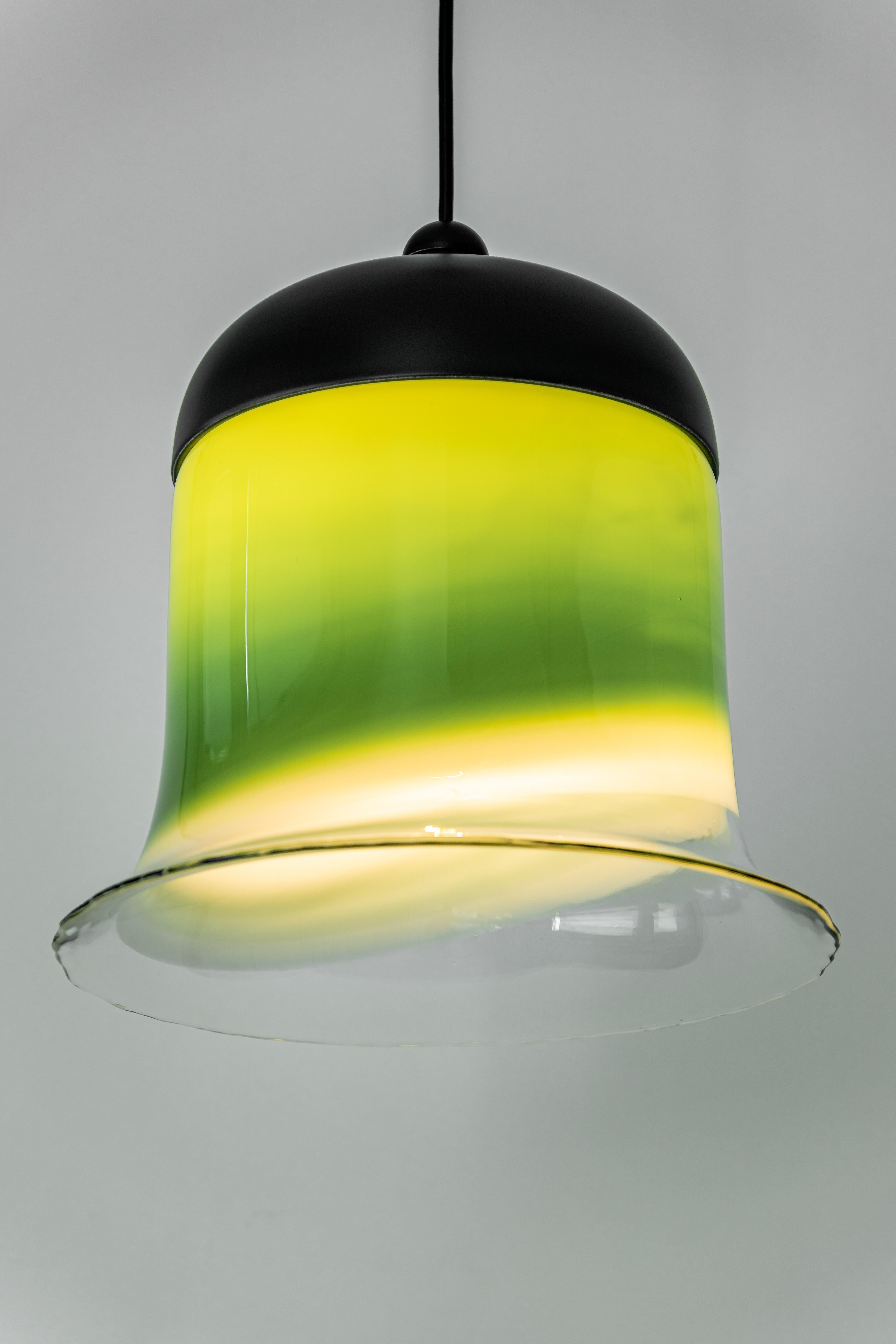 Wonderful Green Opal Glass Pendant Light, Peill & Putzler, Germany, 1970s 1