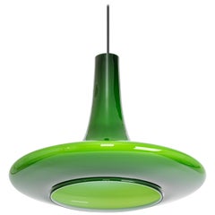 Wonderful Green Opal Glass Pendant Light, Peill & Putzler, Germany, 1970s