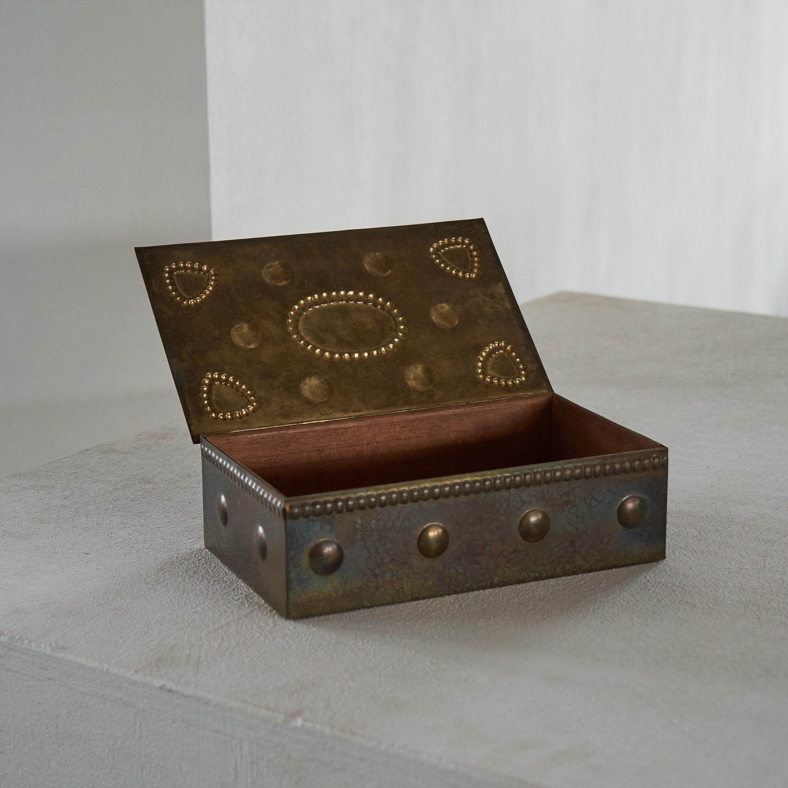 Brass Wonderful Hand Hammered Art Deco Box 1930s