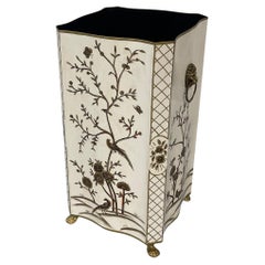 Wonderful Hand Painted Chinoiserie Tole Lions Head Paw Feet Umbrella Stand