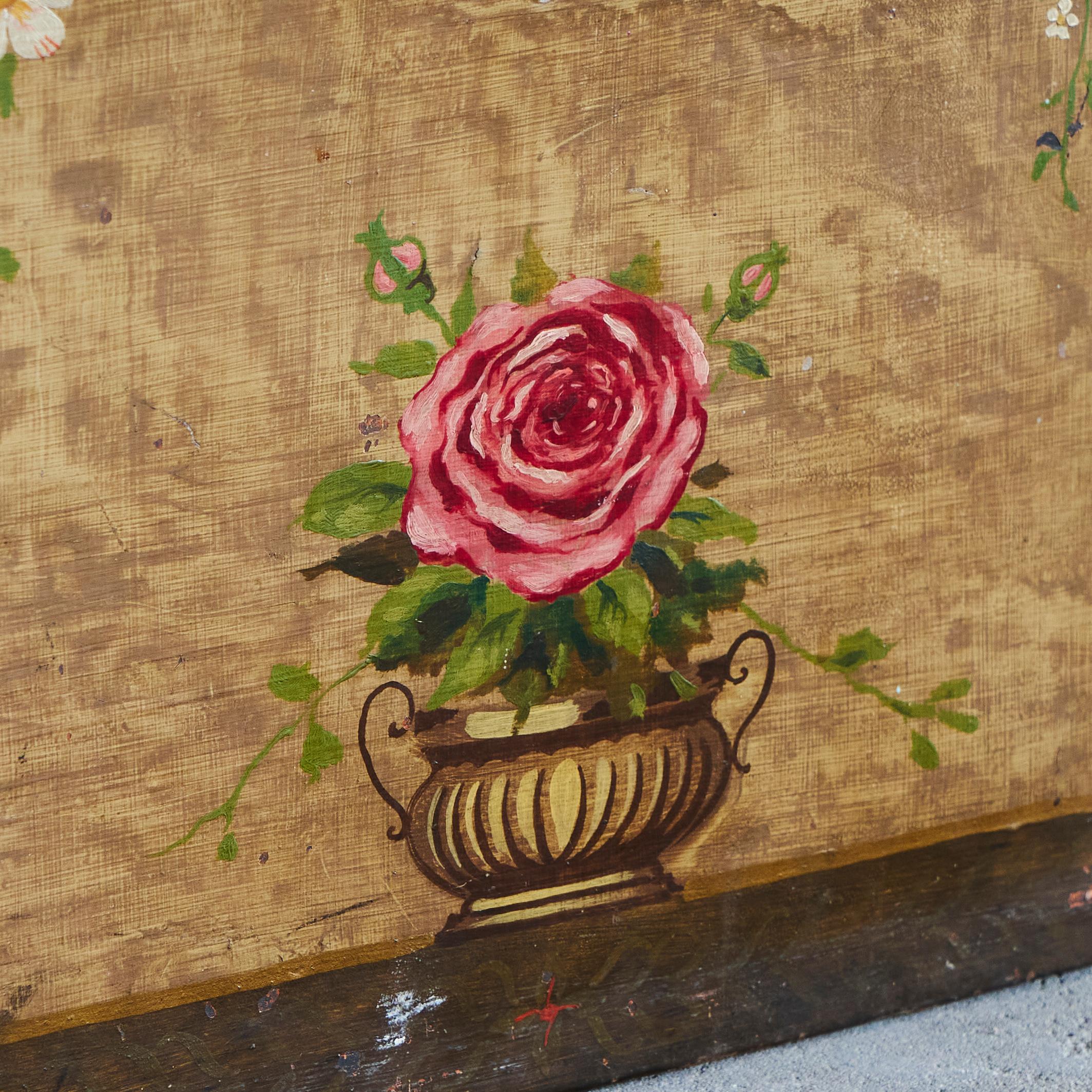 Artisanat Merveilleux coffre d'art populaire en fer peint à la main Fin du 19e siècle en vente