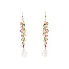 Wonderful Handmade 18 Kt Yellow Gold Earrings with Colored Tourmaline Drops and