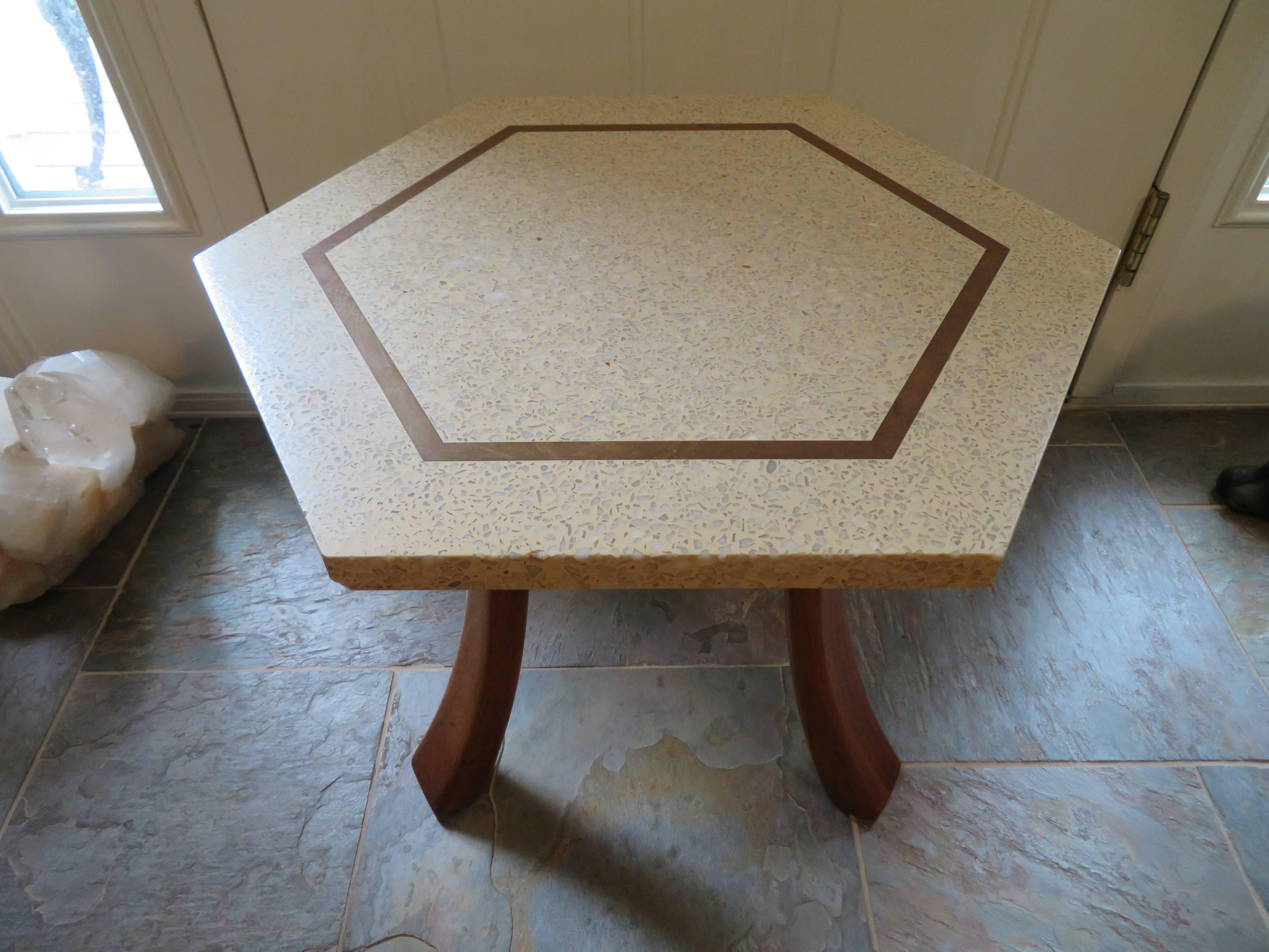 Wonderful Harvey Probber Terrazzo Brass Inlay Top Mid-Century Modern For Sale 4