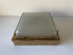 Wonderful Heavy Brass Body and Atomic Glass Flush Mount, 1950s, Italy