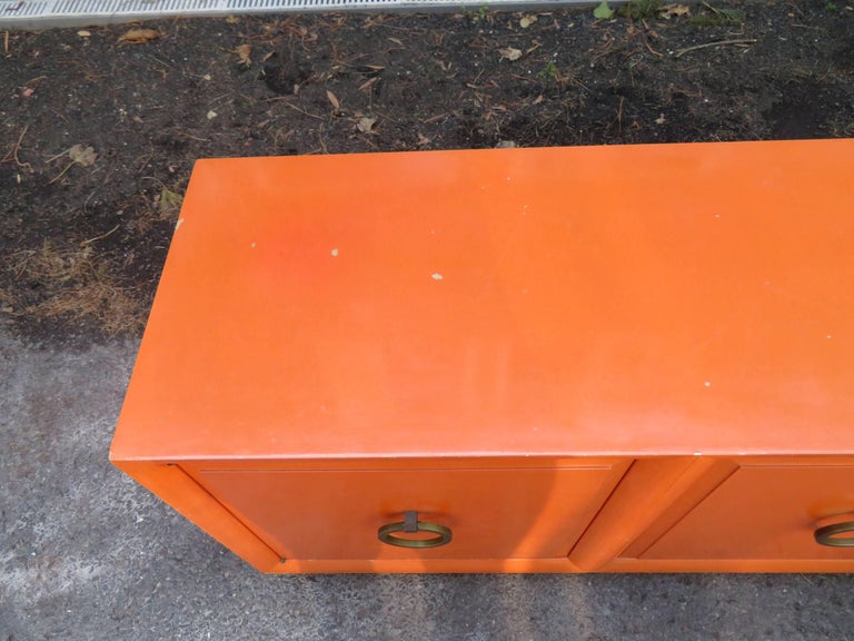 Wonderful Hermes Orange T H Robsjohn Gibbings Widdicomb Credenza
