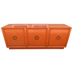 Wonderful Hermes Orange T.H. Robsjohn Gibbings Widdicomb Credenza Midcentury