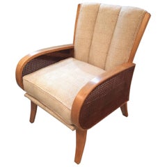 Wonderful Heywood Wakefield Ash, Cane and Upholstered Retro Chair