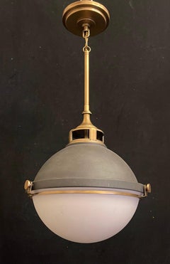Wonderful Hinkley Lighting Fletcher Pendant Aged Zinc Brass Glass Light Fixture