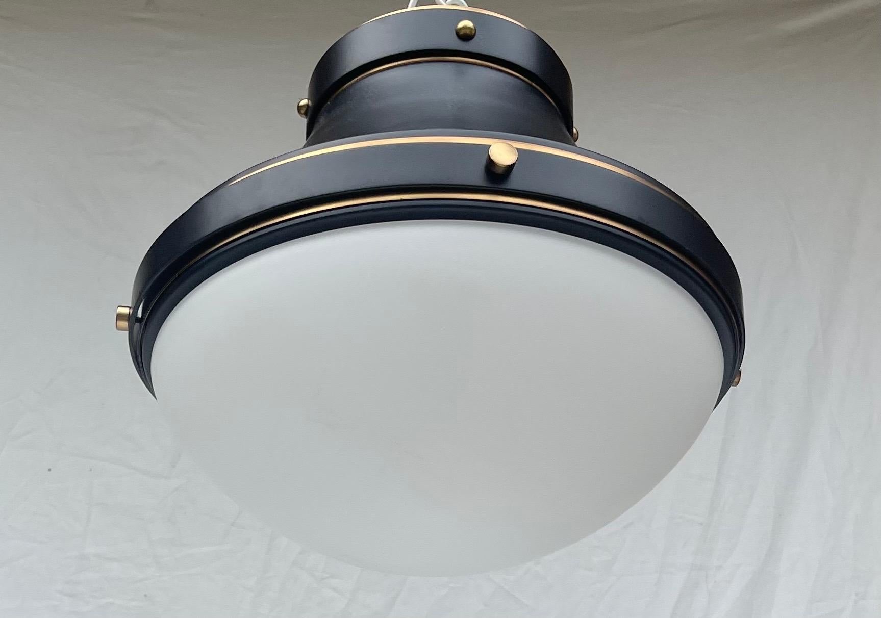 Modern Wonderful Hinkley Lighting Oliver Semi-Flush Black Glass Ceiling Light Fixture For Sale