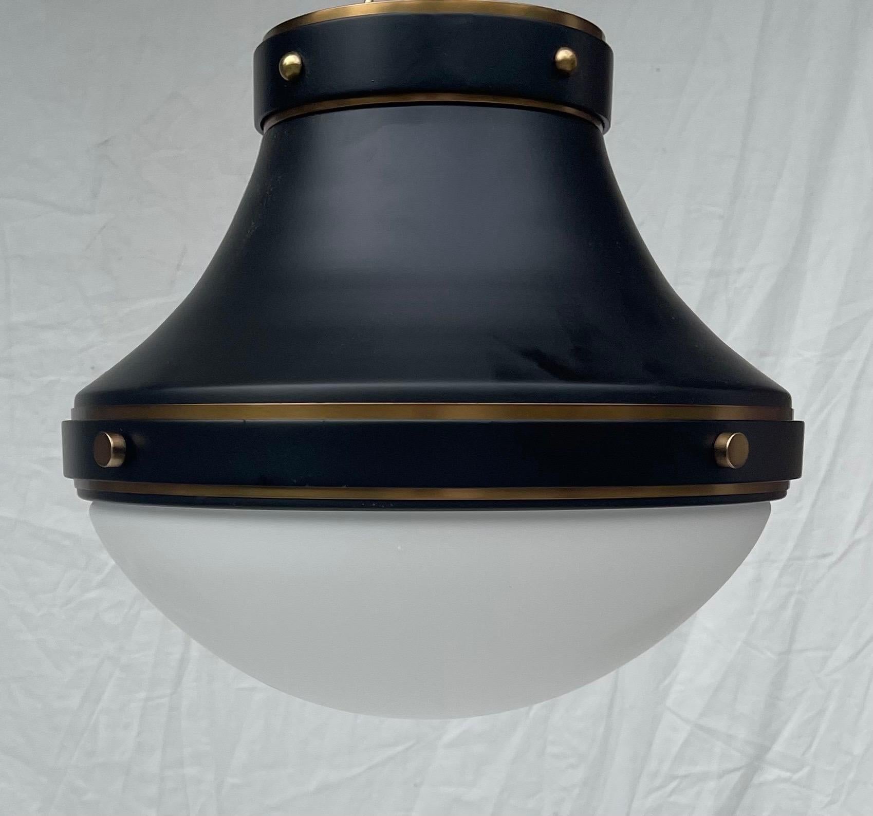 Wonderful Hinkley Lighting Oliver Semi-Flush Black Glass Ceiling Light Fixture In Good Condition For Sale In Roslyn, NY