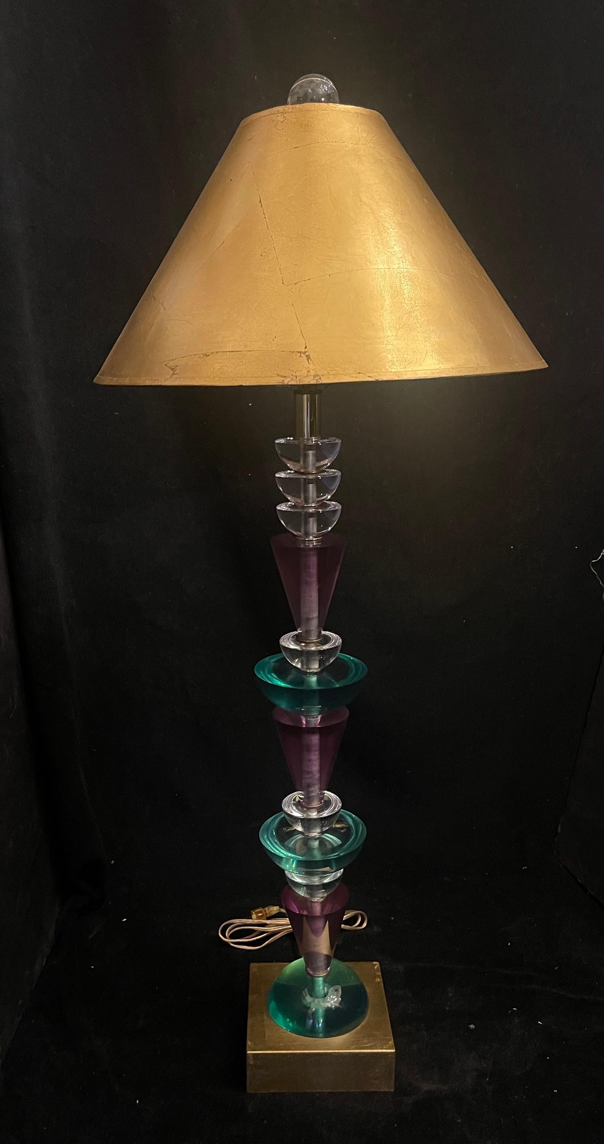 Mid-Century Modern Wonderful Hivo Van Teal Designer Mid Century Modern Colored Lucite Stack Lamps