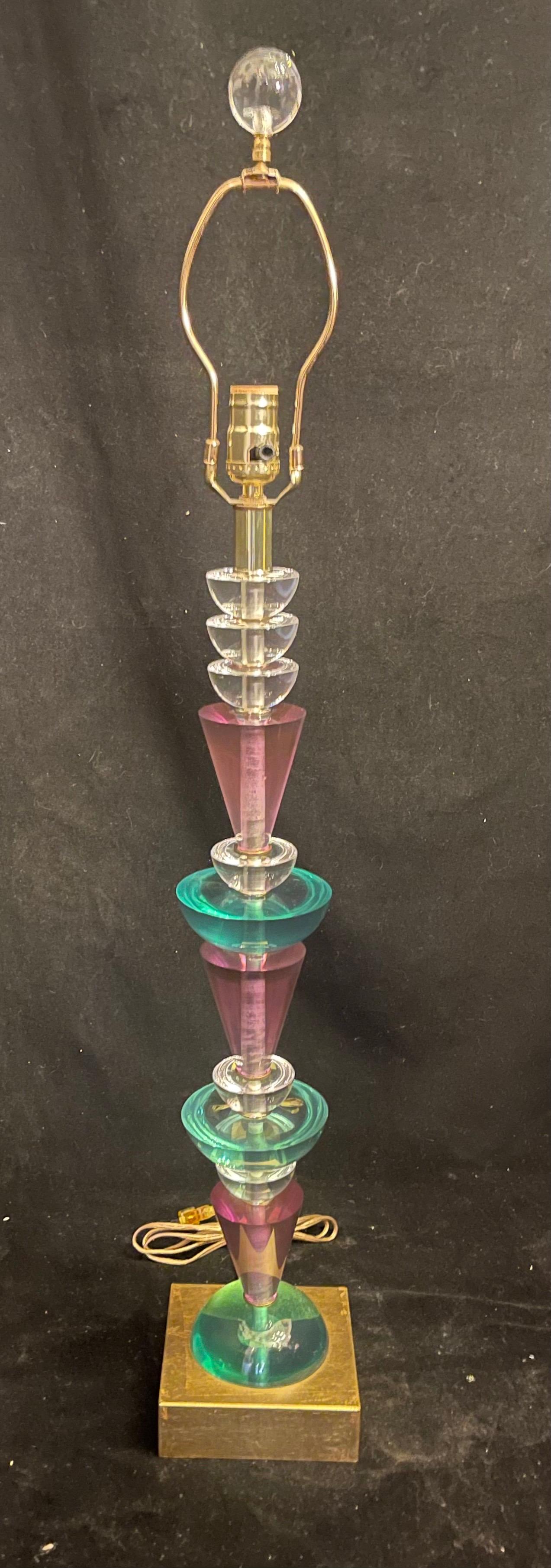 20th Century Wonderful Hivo Van Teal Designer Mid Century Modern Colored Lucite Stack Lamps