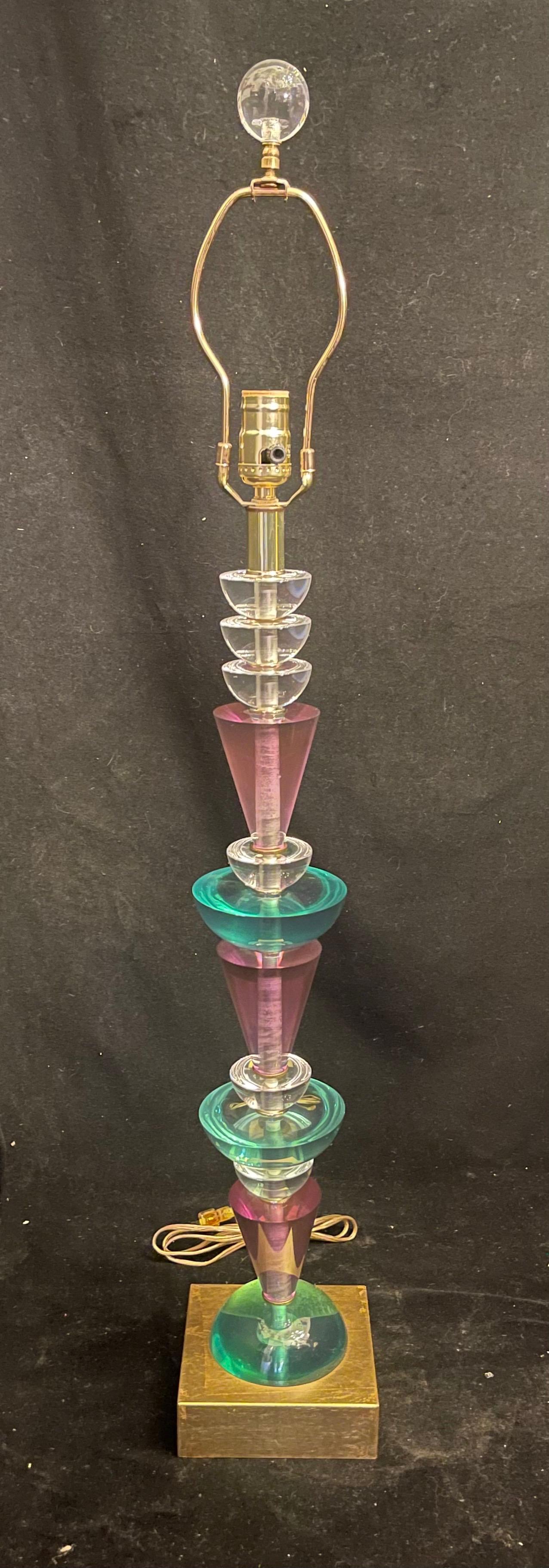 Wonderful Hivo Van Teal Designer Mid Century Modern Colored Lucite Stack Lamps 1