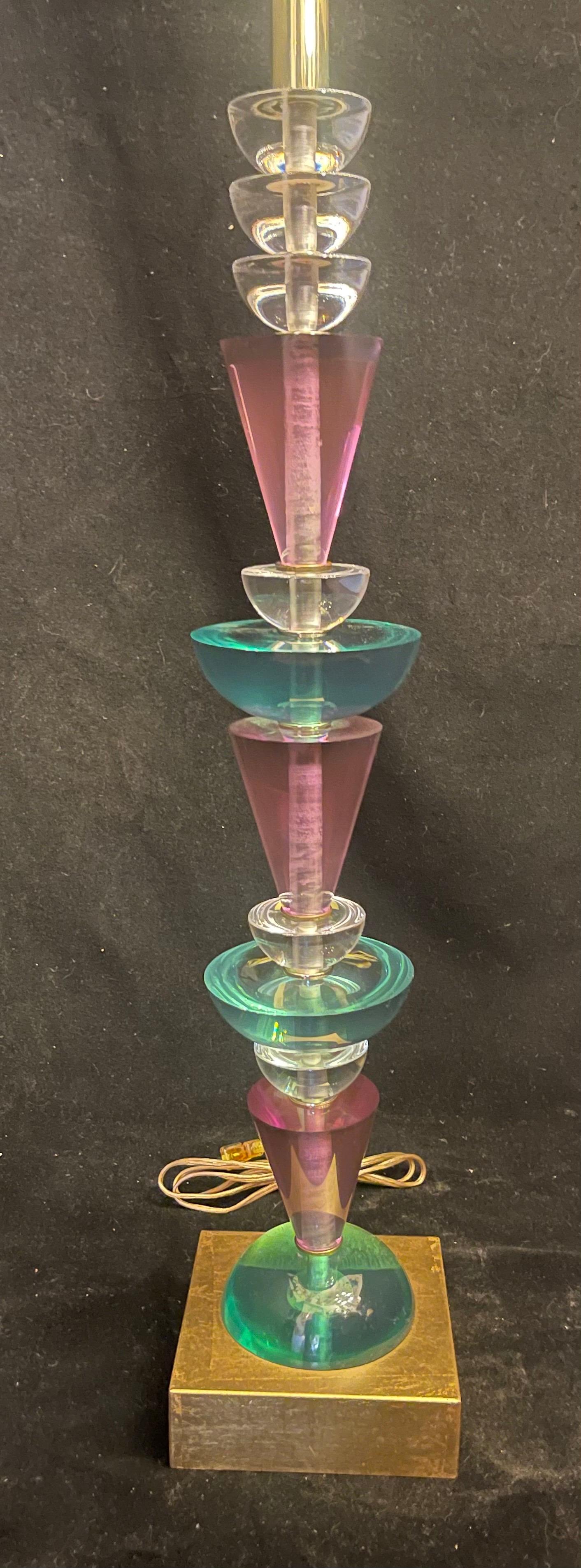 Wonderful Hivo Van Teal Designer Mid Century Modern Colored Lucite Stack Lamps 2