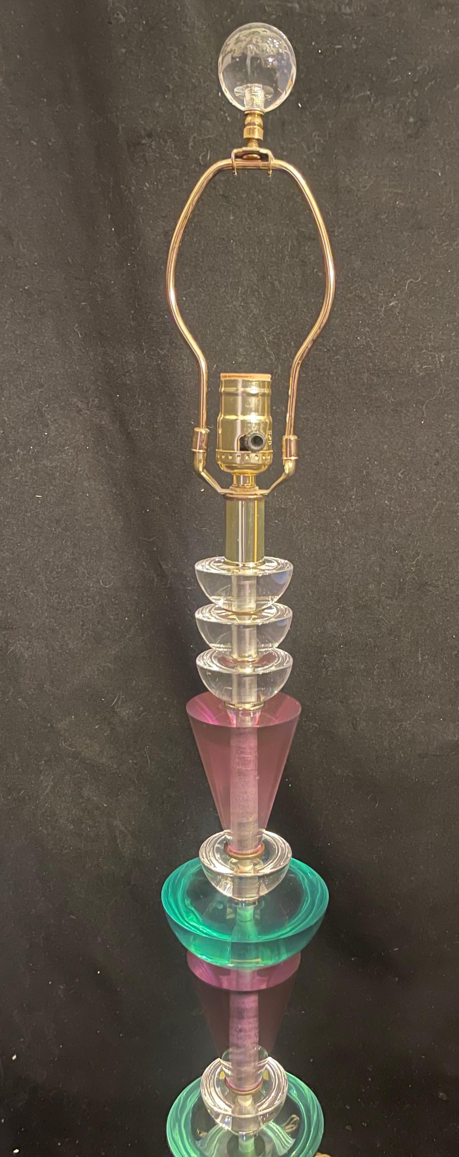 Wonderful Hivo Van Teal Designer Mid Century Modern Colored Lucite Stack Lamps 3