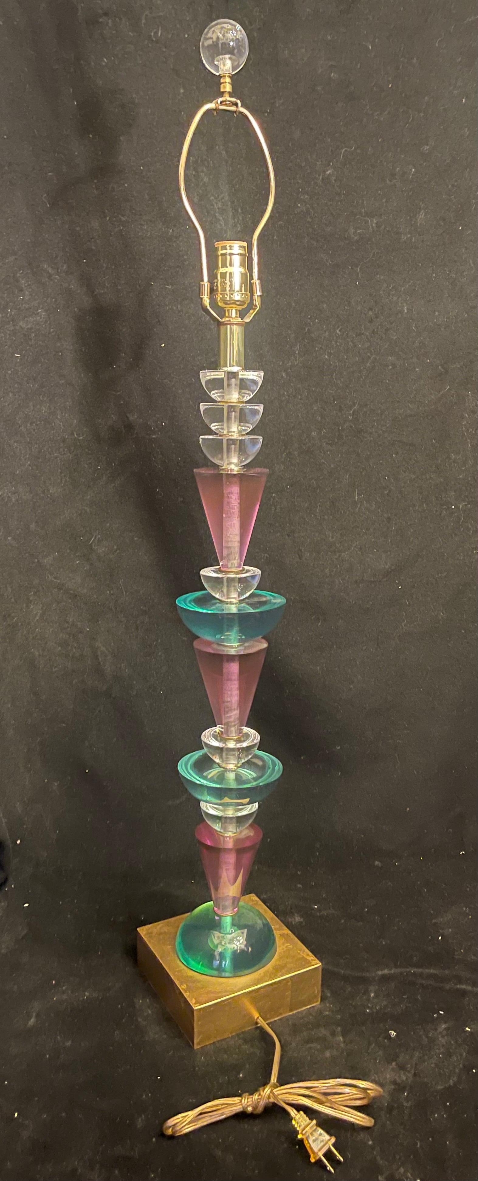 Wonderful Hivo Van Teal Designer Mid Century Modern Colored Lucite Stack Lamps 4