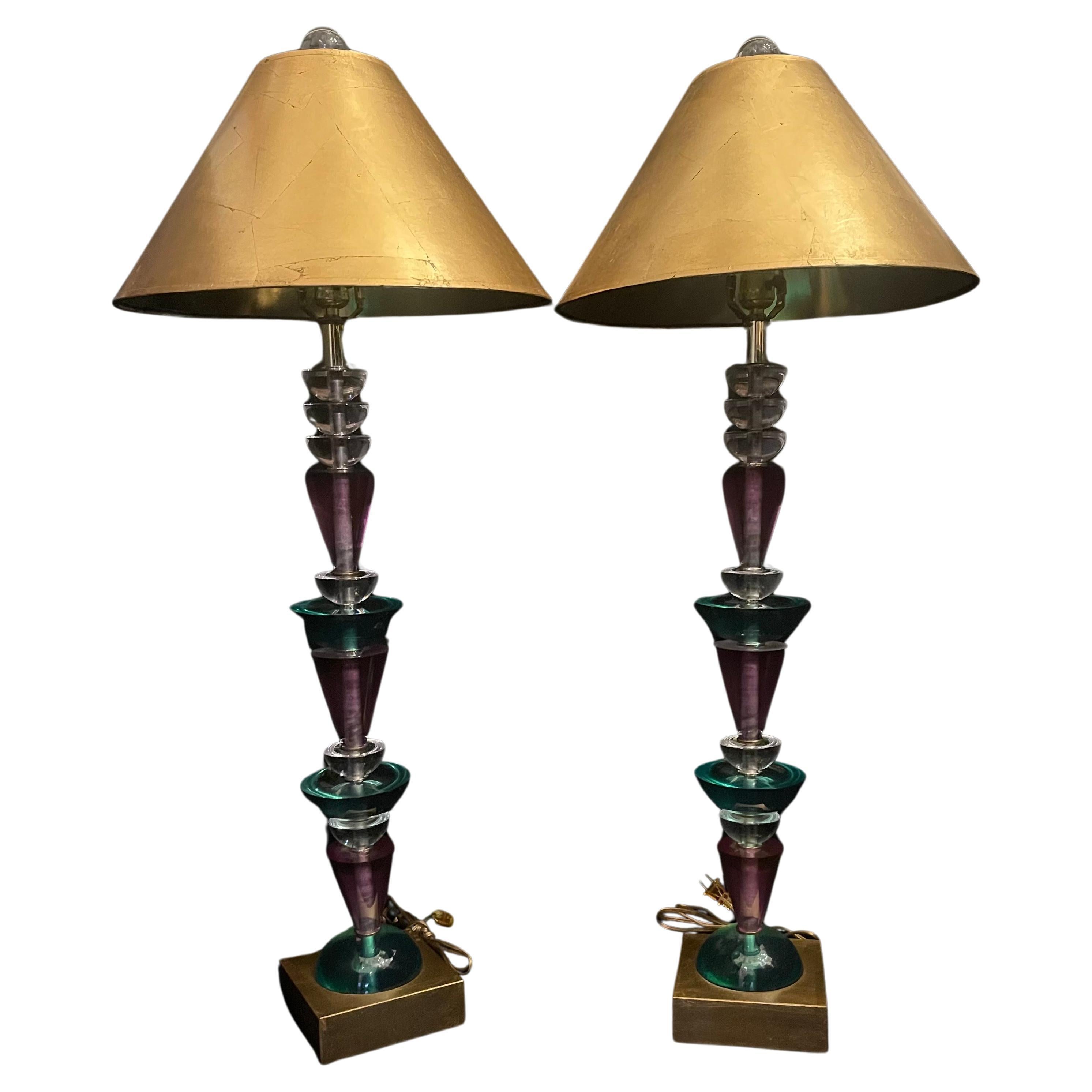 Wonderful Hivo Van Teal Designer Mid Century Modern Colored Lucite Stack Lamps
