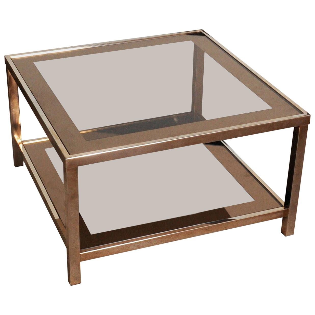 Set of Two 23Carat 'Marked' Gold Square TwoTier Cocktail Tables For