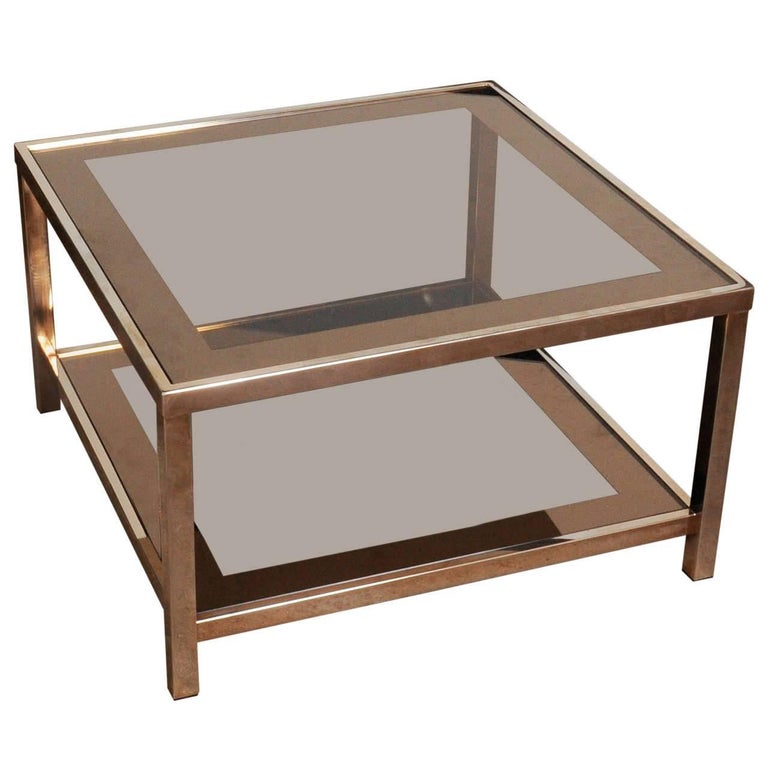 Set of Two 23Carat 'Marked' Gold Square TwoTier Cocktail Tables For