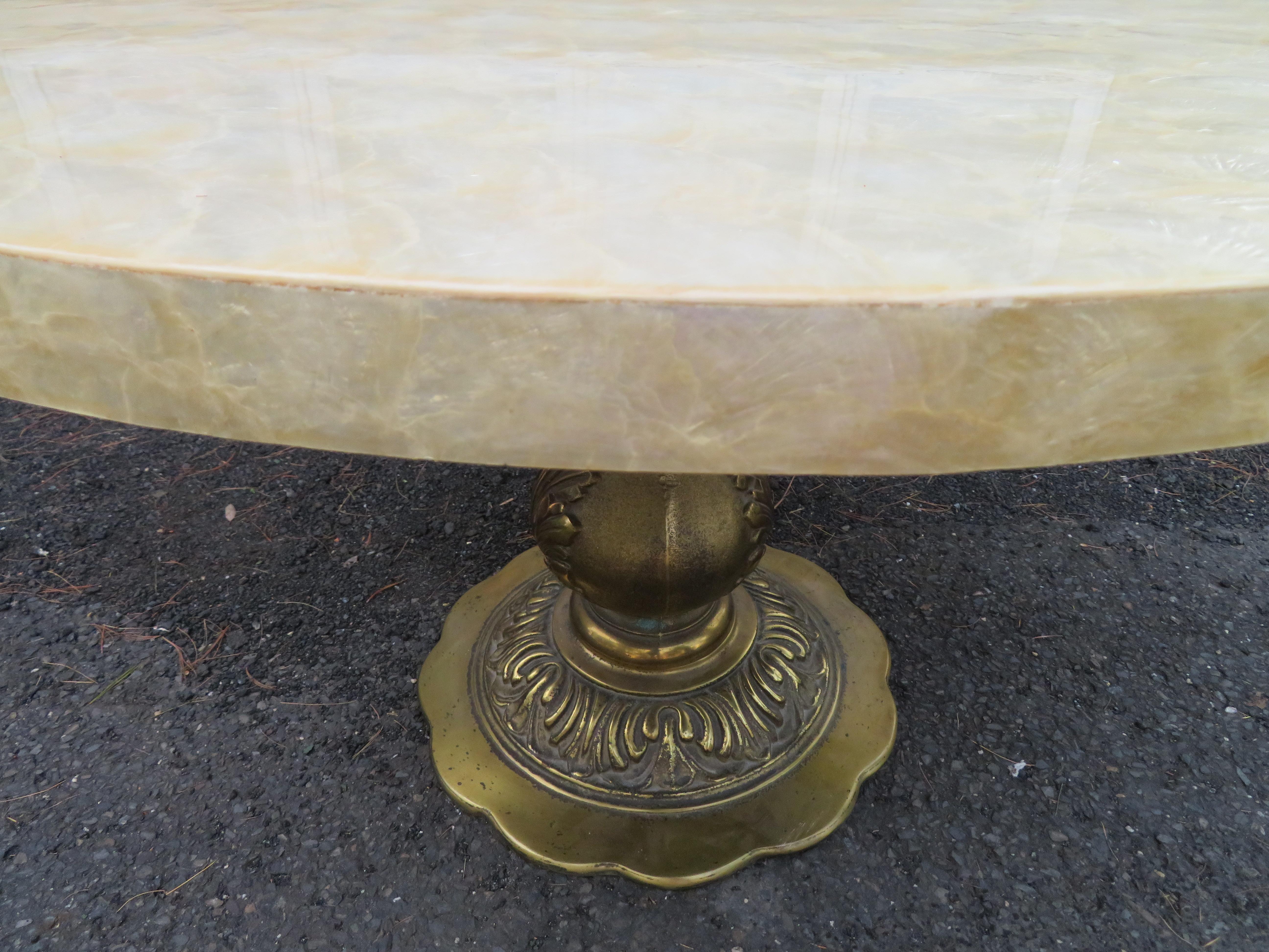 Wonderful Hollywood Regency Capiz Shell Center Table In Good Condition For Sale In Pemberton, NJ