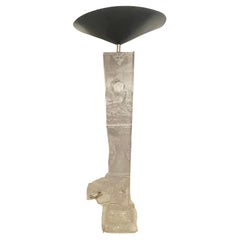 Wonderful Hollywood Regency Mid Century Modern Sculpted Lucite Floor Lamp Shade