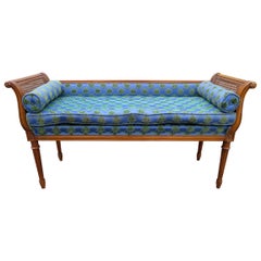 Wonderful Hollywood Regency Neoclassical Style Cane Arm Upholstered Bench