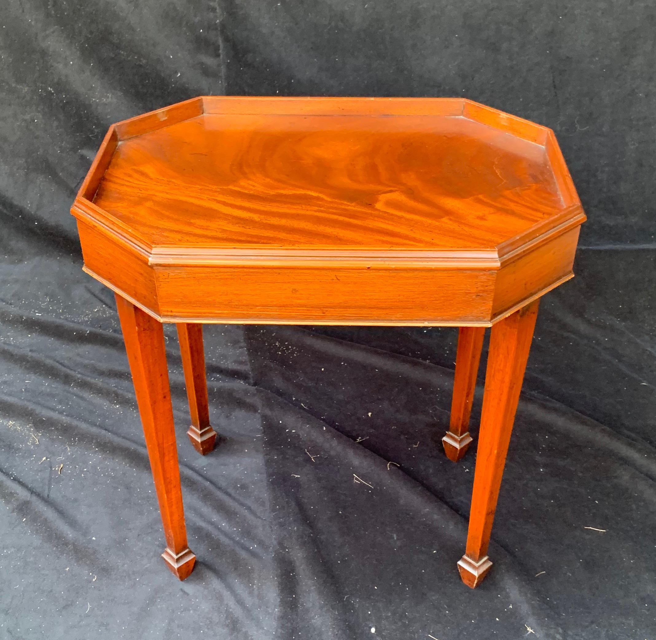 Edwardian Wonderful Inlaid Musical Marquetry Silver Plated Removable Gallery Tray Table For Sale