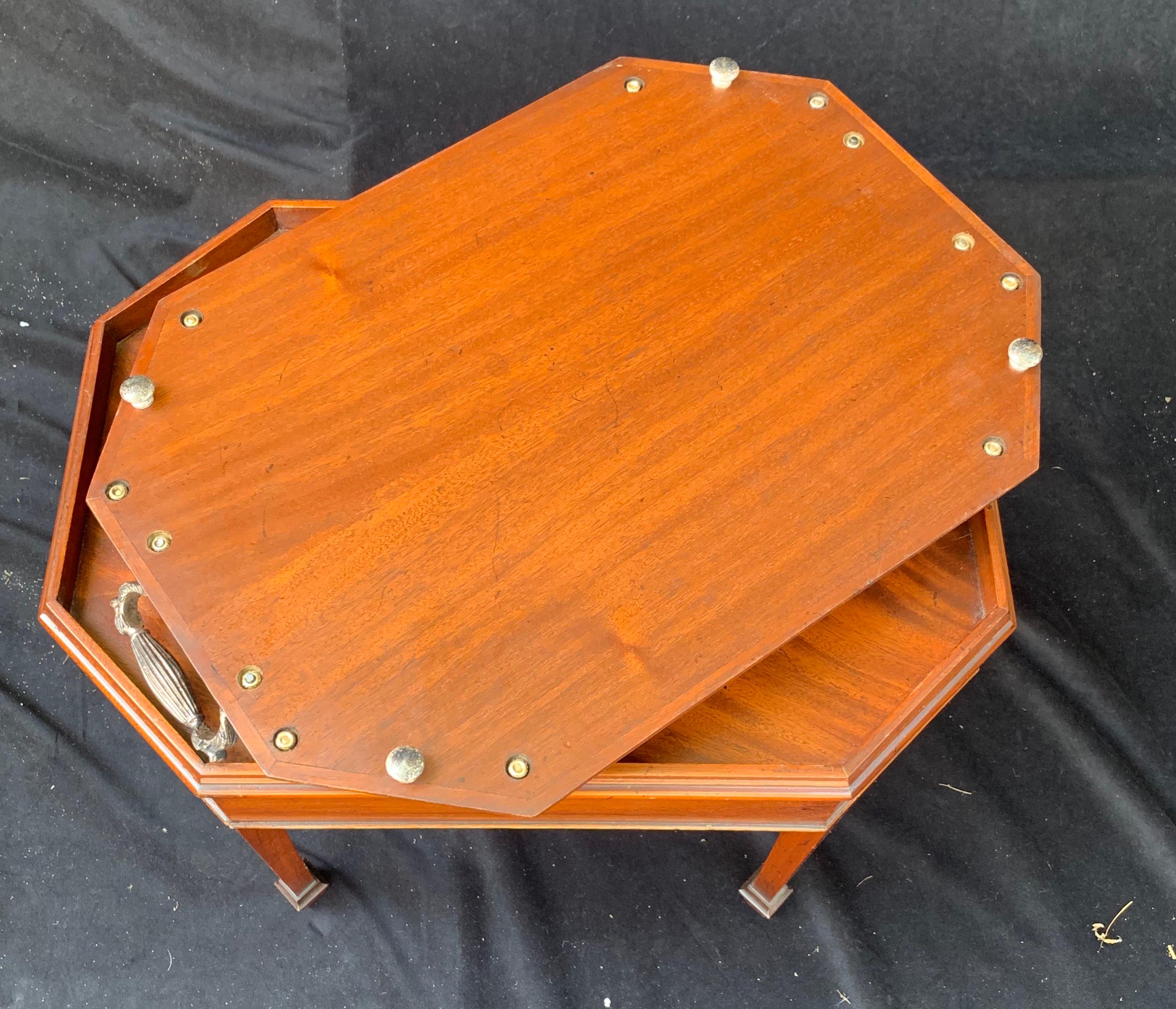 Wonderful Inlaid Musical Marquetry Silver Plated Removable Gallery Tray Table In Good Condition For Sale In Roslyn, NY