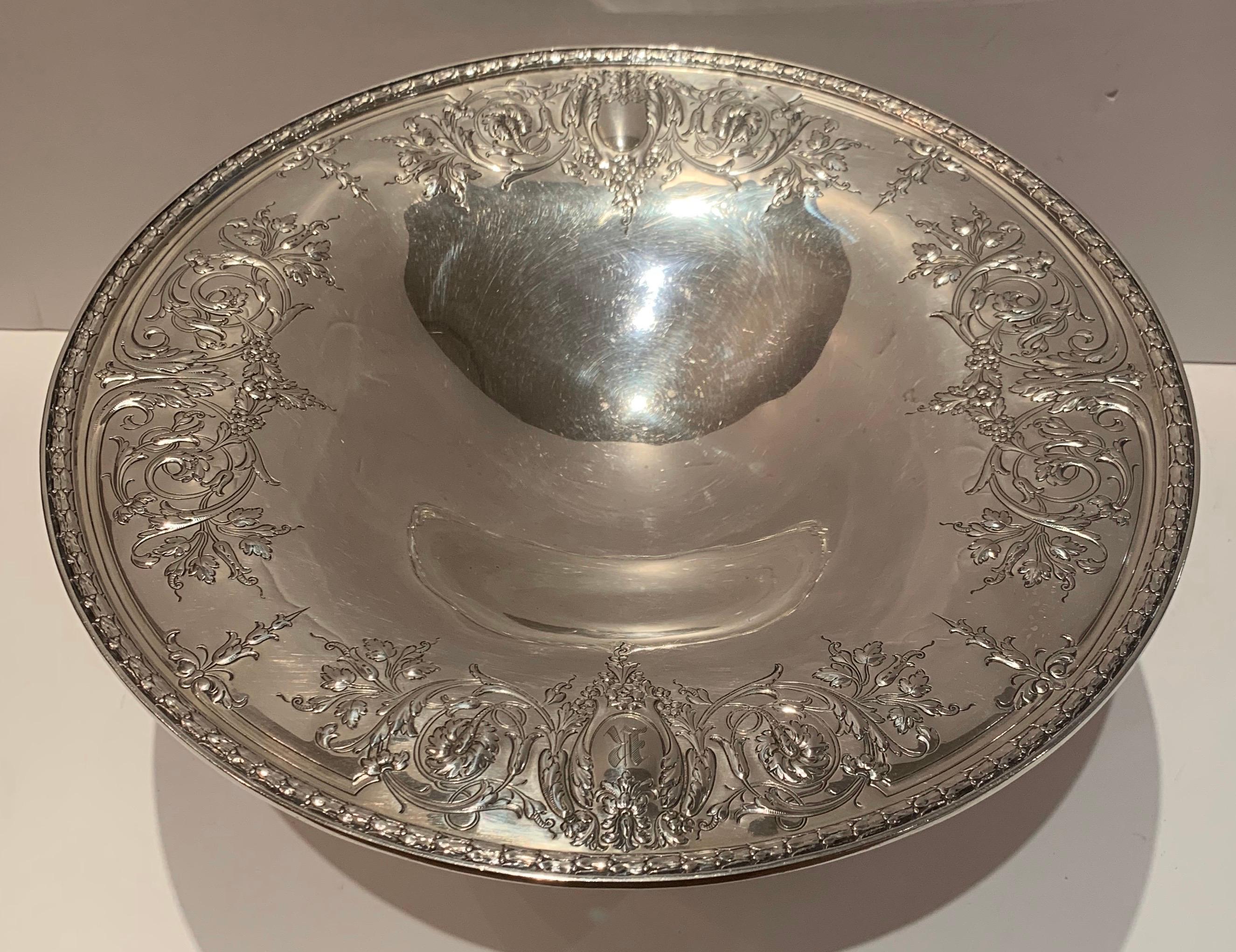 A wonderful international sterling silver round regency centerpiece bowl on stand.