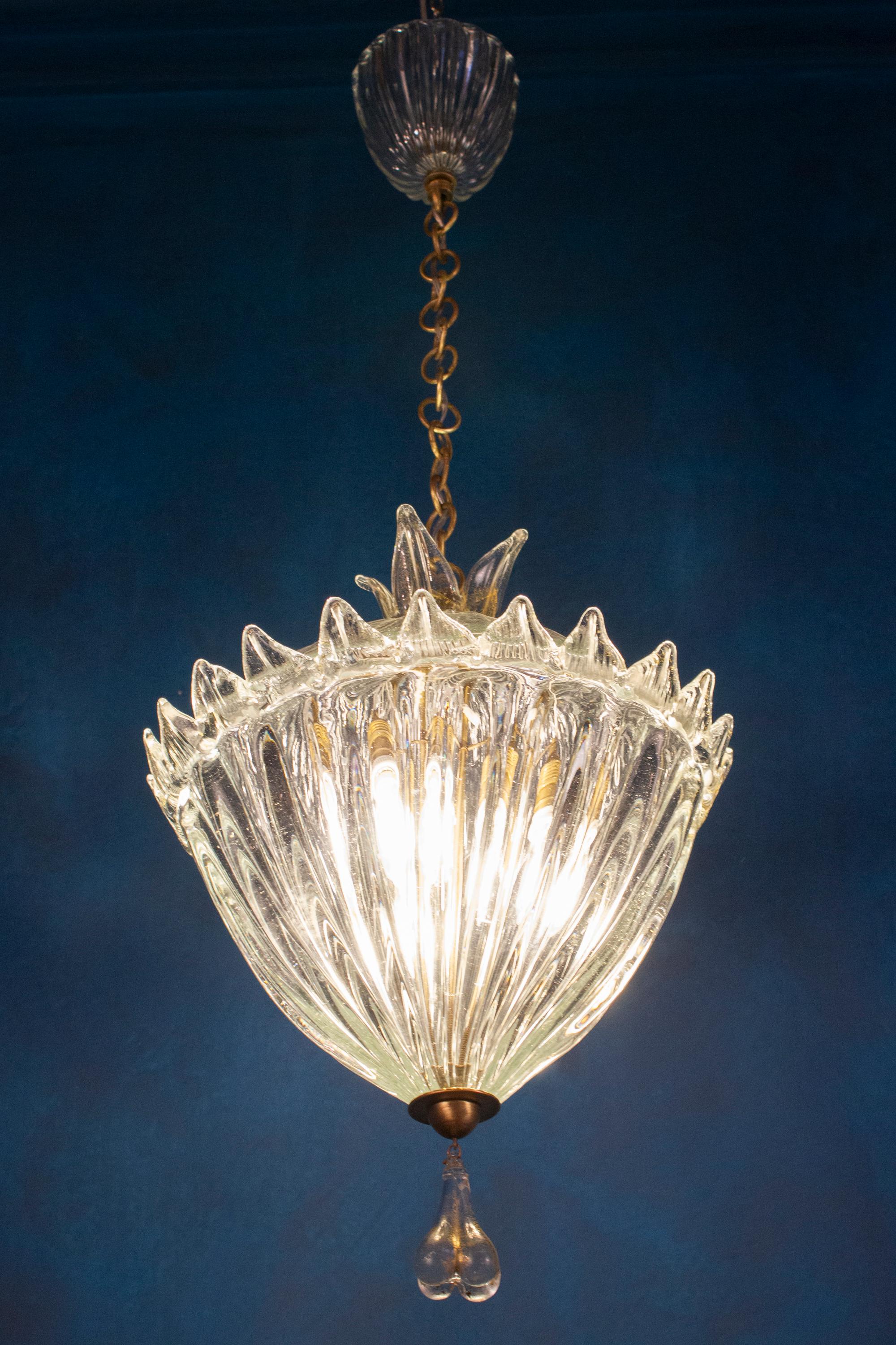 Wonderful Italian Art Deco Lantern by Barovier&Toso, 1940 In Good Condition In Rome, IT