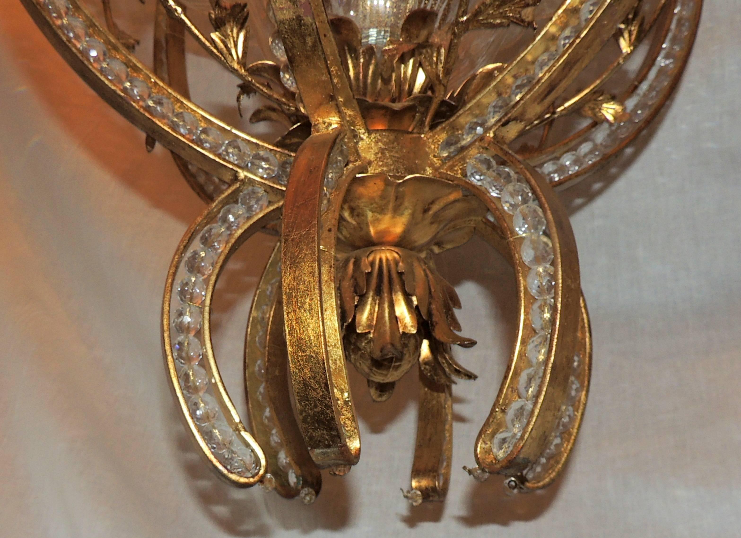 Fin du 20e siècle Merveilleux lustre italien perlé Baguès en verre soufflé Paire de pendentifs lanternes en vente