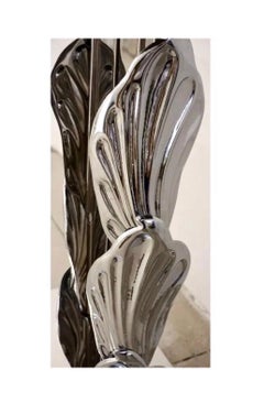 Meraviglioso Tavolo Consolle in vetro nero cromo nichel lucido italiano contemporaneo