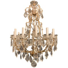 Wonderful Italian Crystal Gold Gilt 12-Light Fixture Chandelier