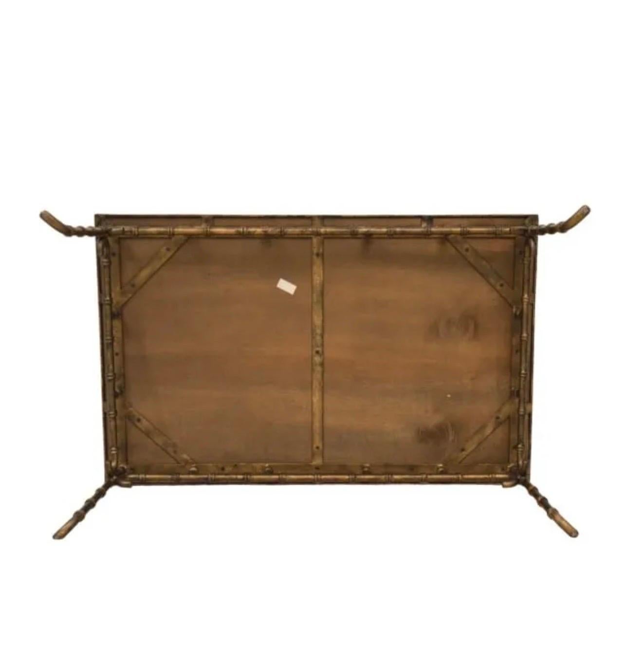 Wonderful Italian Mid Century Modern Faux Bamboo Mirror Cocktail Coffee Table For Sale 1