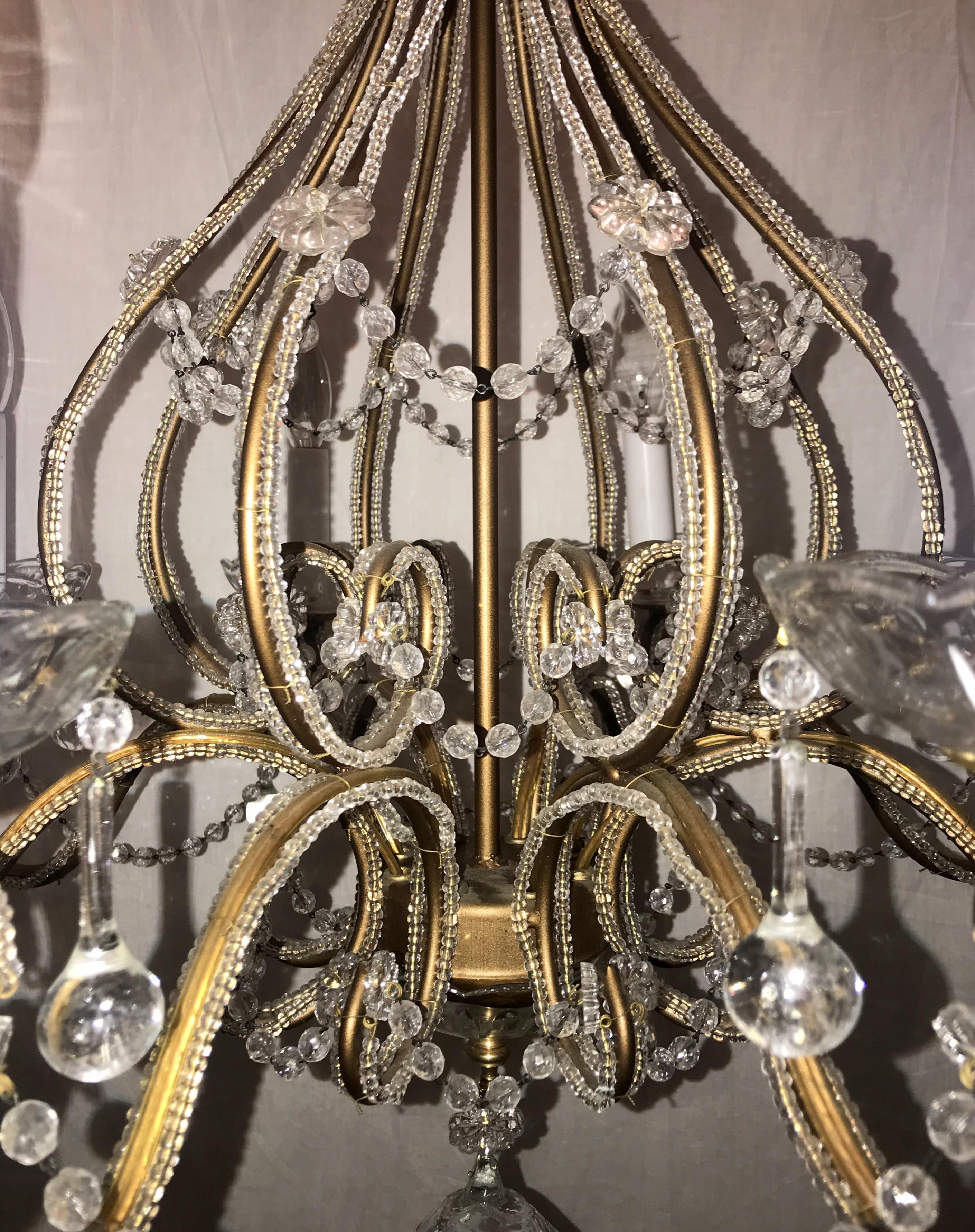 20th Century Wonderful Italian Venetian Vintage Beaded Crystal Chandelier Eight-Light Fixture